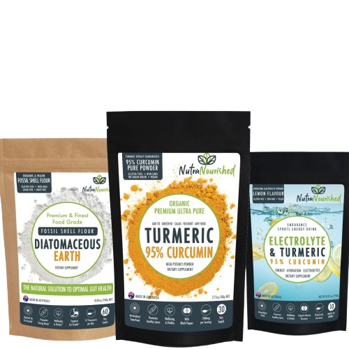 Good Gut Health and Faster Recovery with Fossil Shell Flour, Curcumin, and Electrolyte Powder