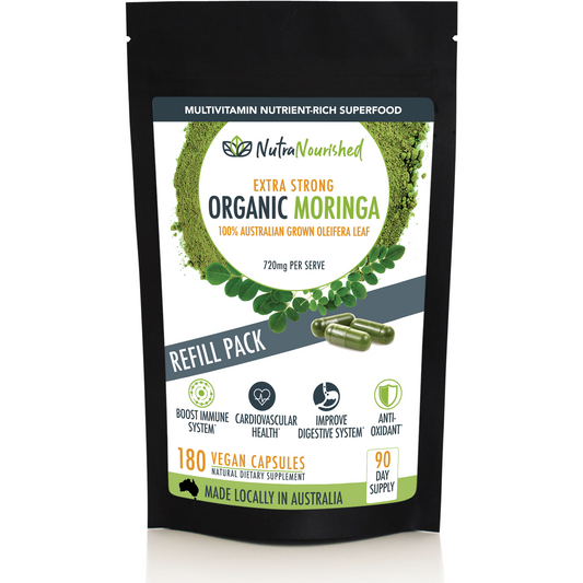 Nutra Nourished Moringa Leaf Powder Capsules - 180 Vegan Capsules/3 Month Supply