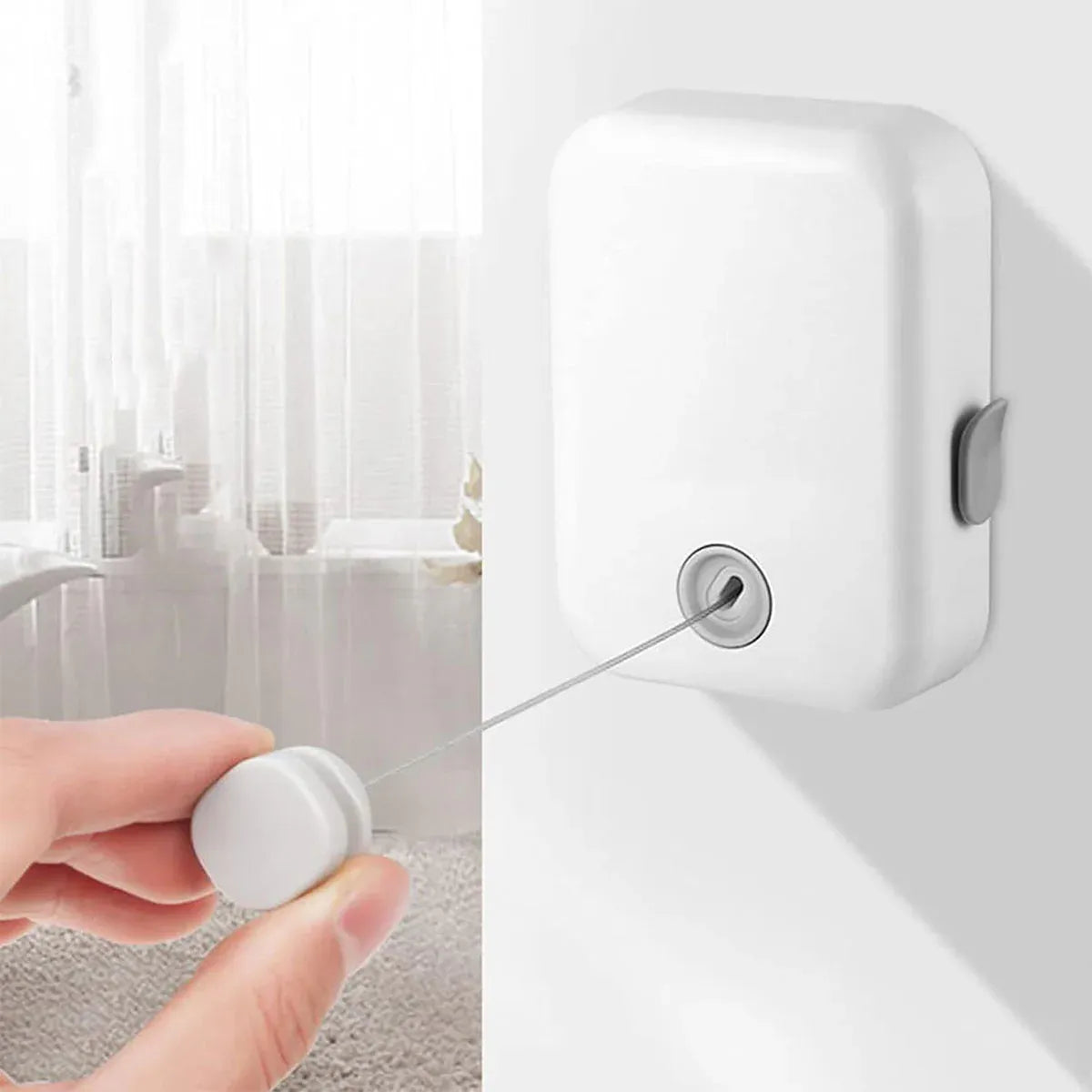 Invisible Clothesline Indoor Drying Rope Wall Mounted Laundry Retractable Line - Grey