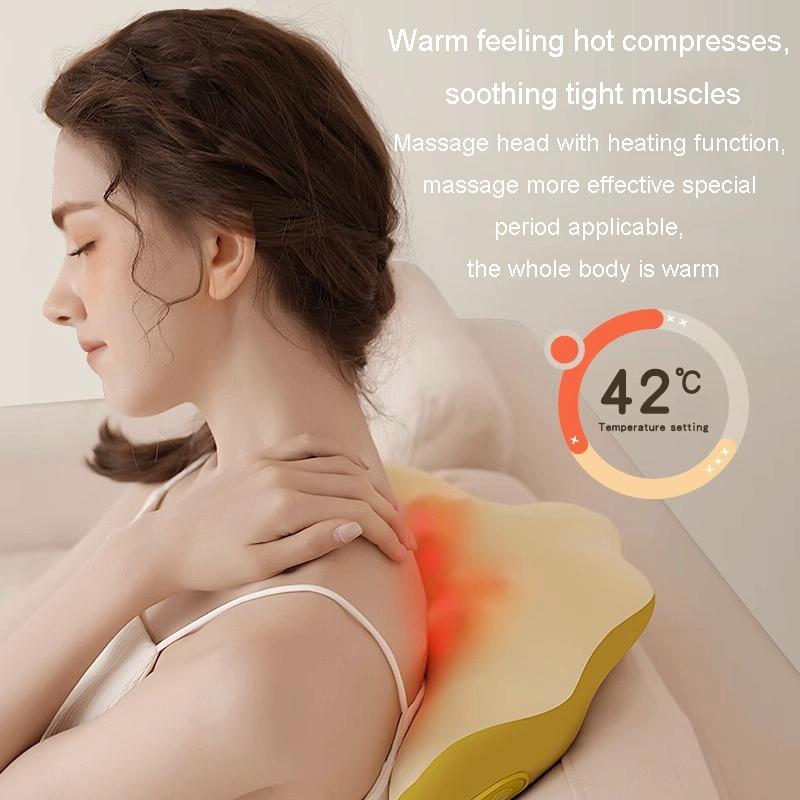 Multi-Function Lumbar Massager Hot Waist Massage Pillow Gray - Charging Model Yellow
