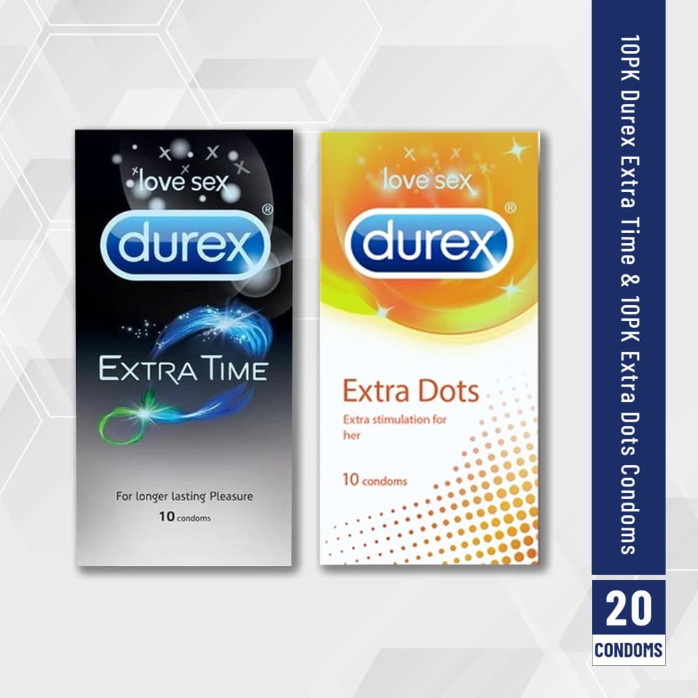 Durex Extra Time & Extra Dots Condoms - Combo 20 Pack