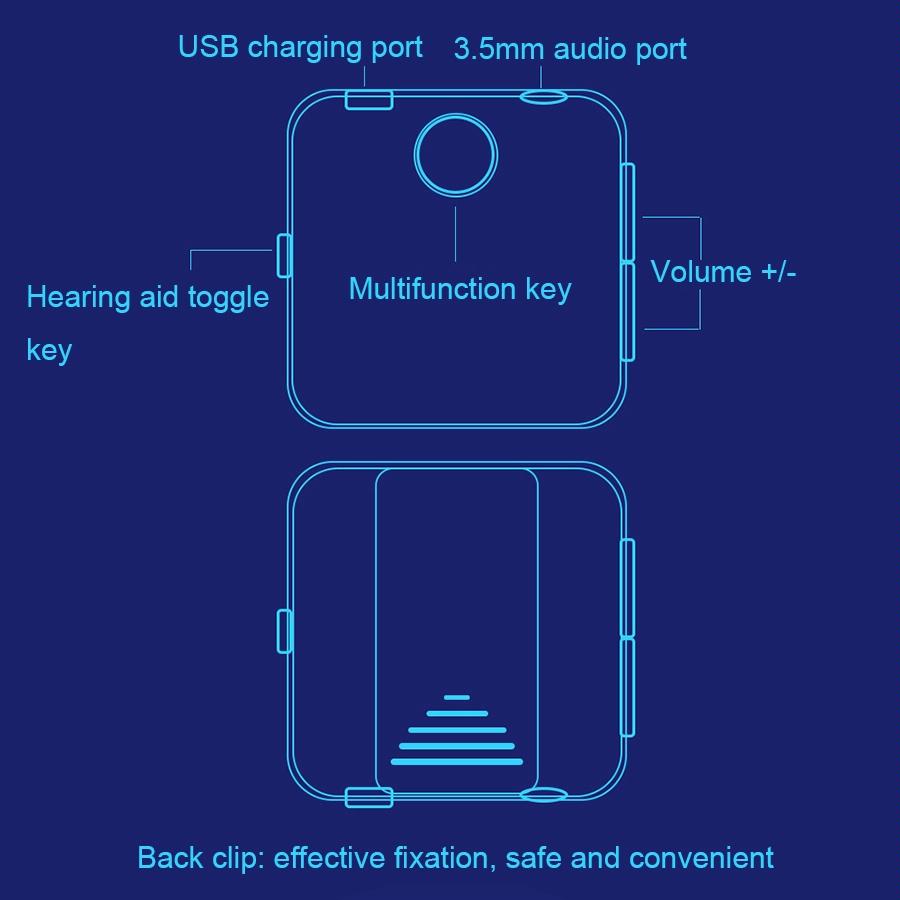 U20 Lavalier Bluetooth Headset Smart Sound Collector Black
