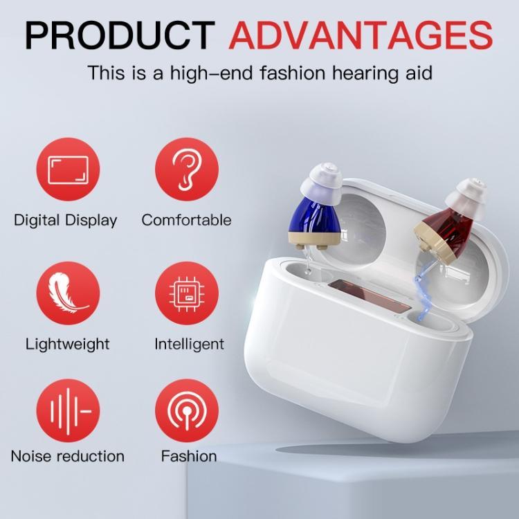 Digital Hearing Aid With Display & Charging - Red Blue