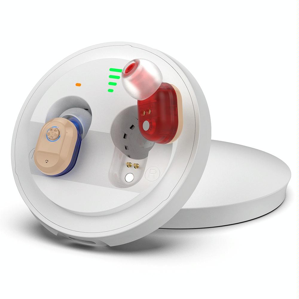 Mini In Ear Hearing Aid Usb Charging Red / Blue