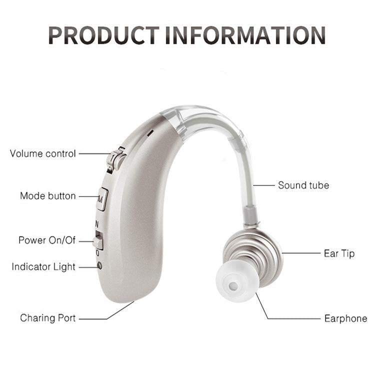 Earhook Hearing Aid With Usb Charging Noise Reduction - Skin-Colour