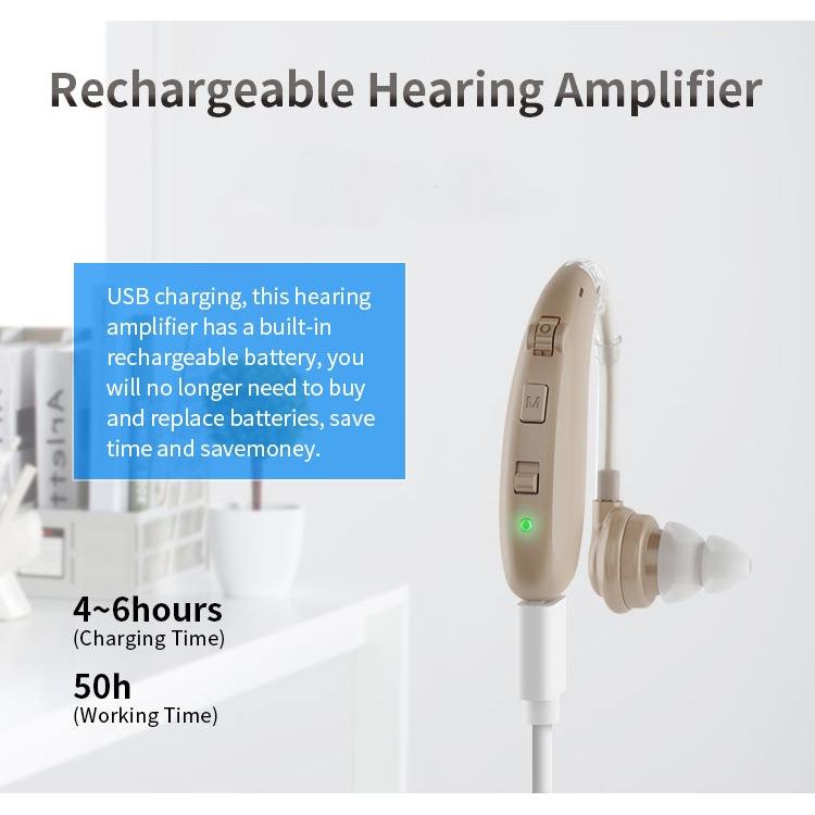 Earhook Hearing Aid With Usb Charging Noise Reduction - Skin-Colour