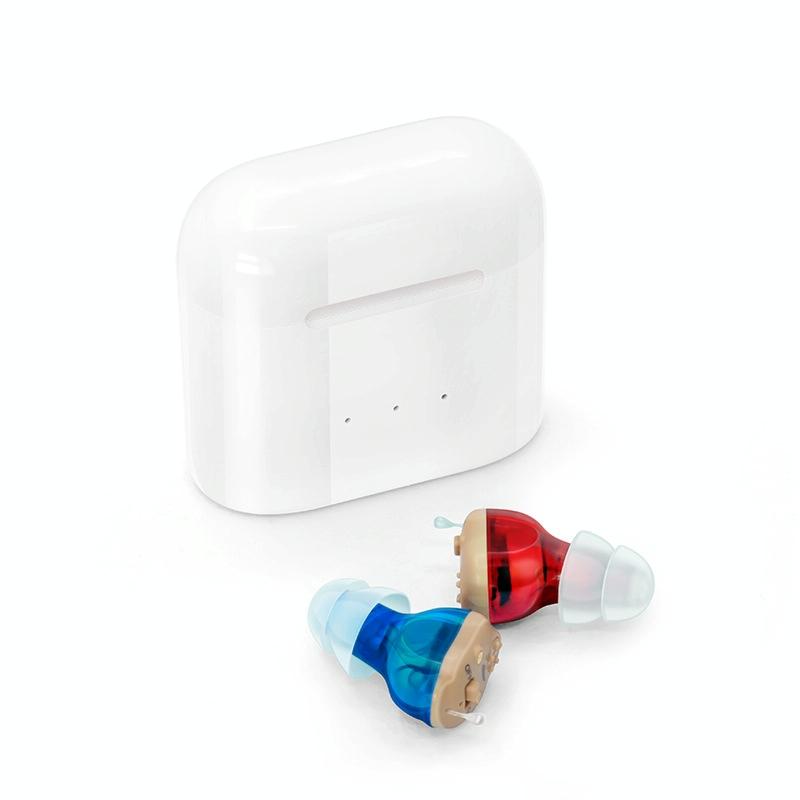 Rechargeable Cic Hearing Aids Type C Port Invisible Red / Blue