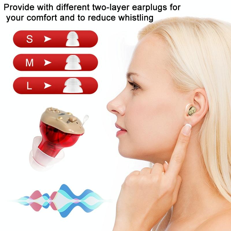 Rechargeable Cic Hearing Aids Type C Port Invisible Red / Blue