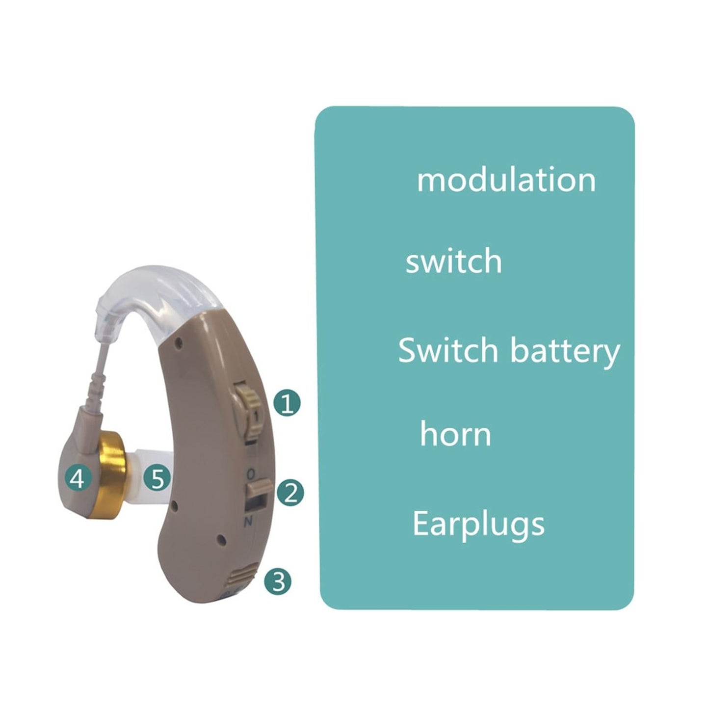 Earhook Hearing Aid Sound Amplifier Khaki