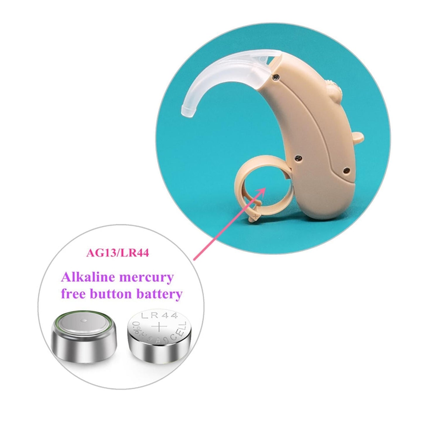 Earhook Hearing Aid Sound Amplifier Khaki
