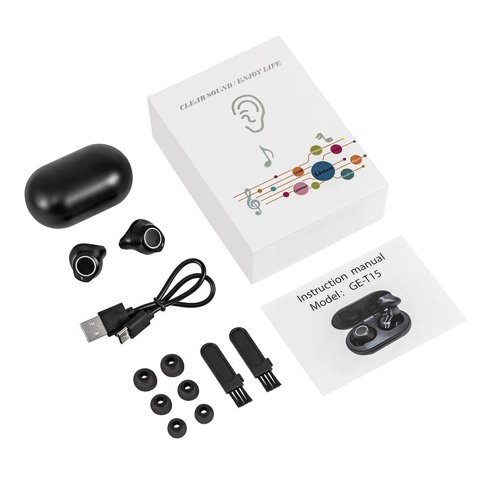 Mini Usb Charging Tws Hearing Aid Sound Amplifier - Black