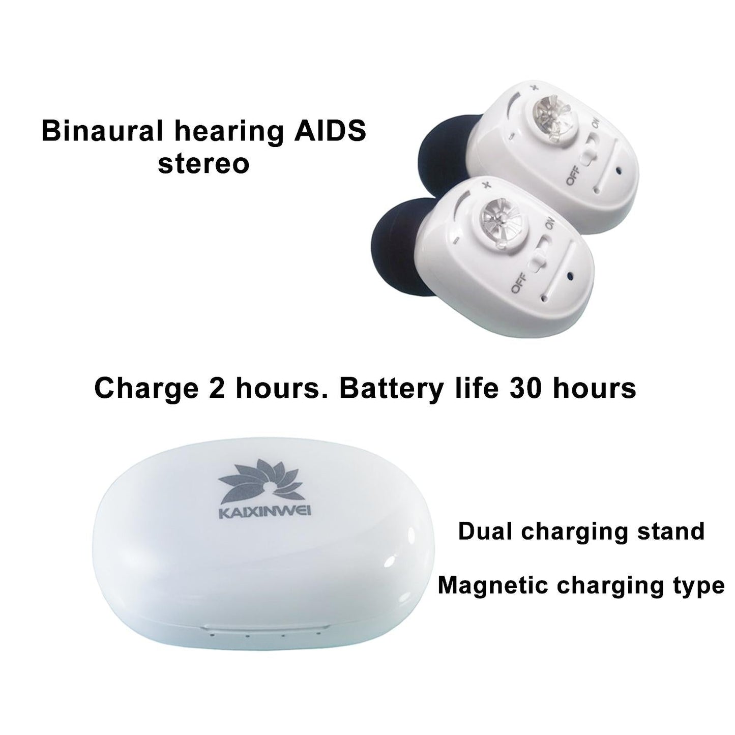 Compact In Ear Hearing Aid Amplifier White