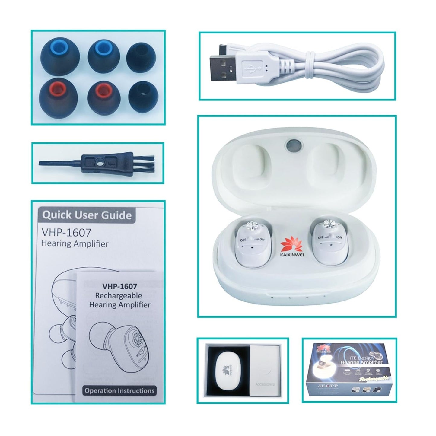 Compact In Ear Hearing Aid Amplifier White