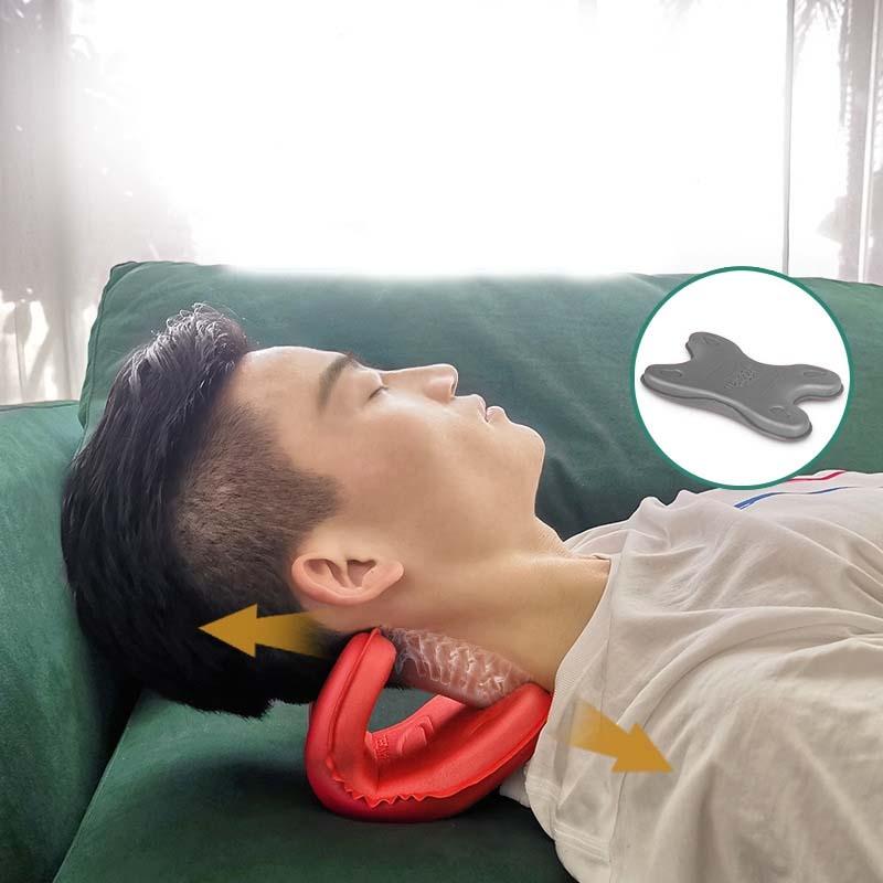 Portable Neck Pillow For Cervical Spine Stretching Massager Orthosis - Gray