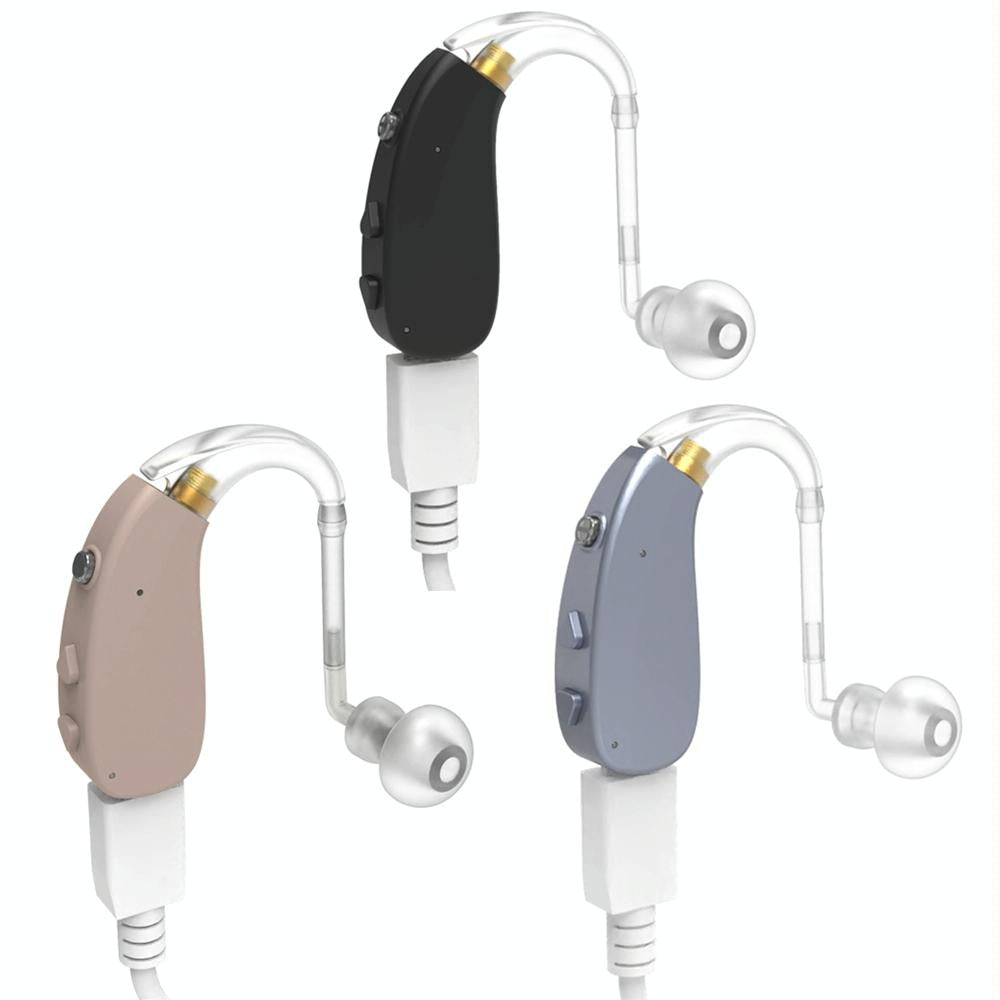 Digital Elderly Hearing Aid Rechargeable Sound Amplifier Black - Black