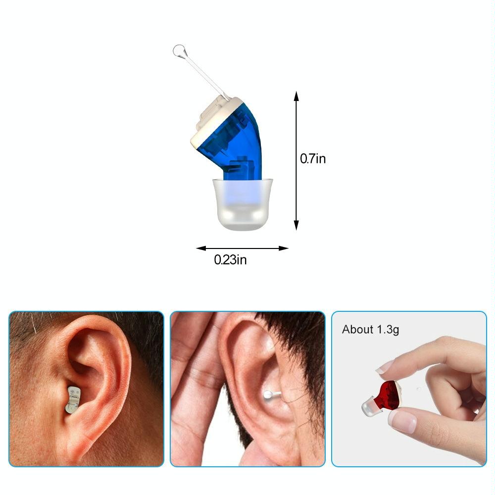 In Ear Hearing Aid For Elderly & Hearing Impaired - Black Right Ear