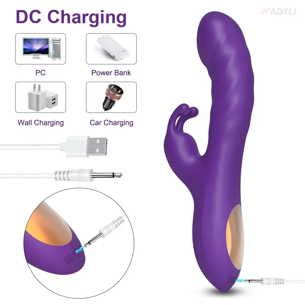 Rabbit Vibrator G Spot Vagina Nipples Stimulator - Purple
