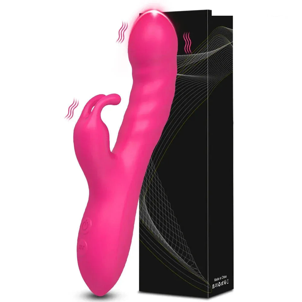Rabbit Vibrator G Spot Vagina Nipples Stimulator - Red