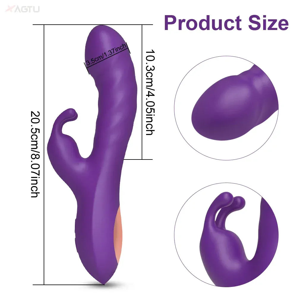 Rabbit Vibrator G Spot Vagina Nipples Stimulator - Red