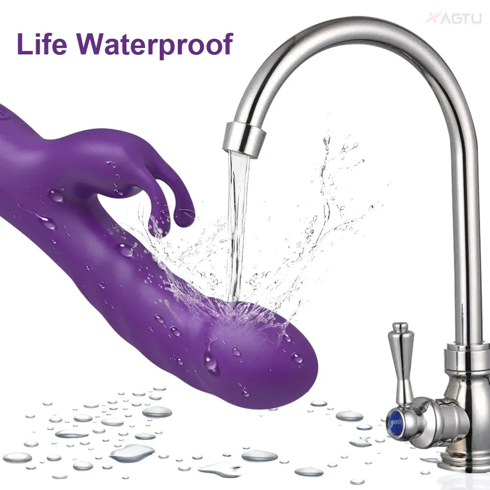 Rabbit Vibrator G Spot Vagina Nipples Stimulator - Red