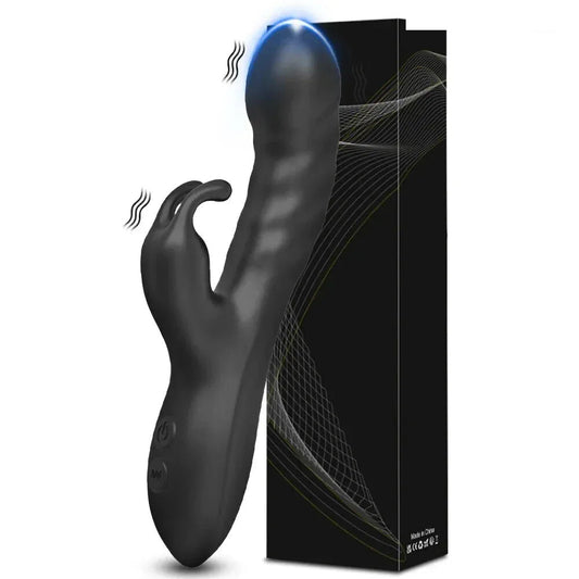 Rabbit Vibrator G Spot Vagina Nipples Stimulator - Black
