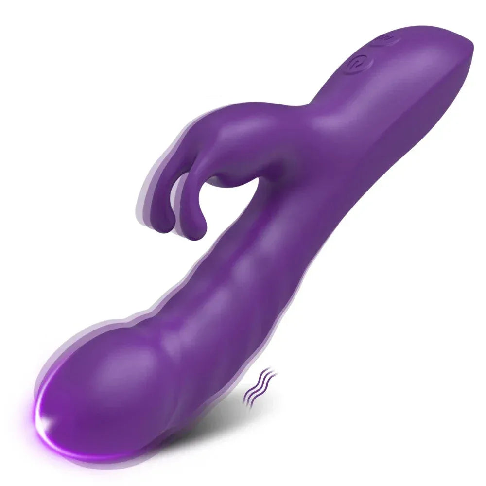 Rabbit Vibrator G Spot Vagina Nipples Stimulator - Black