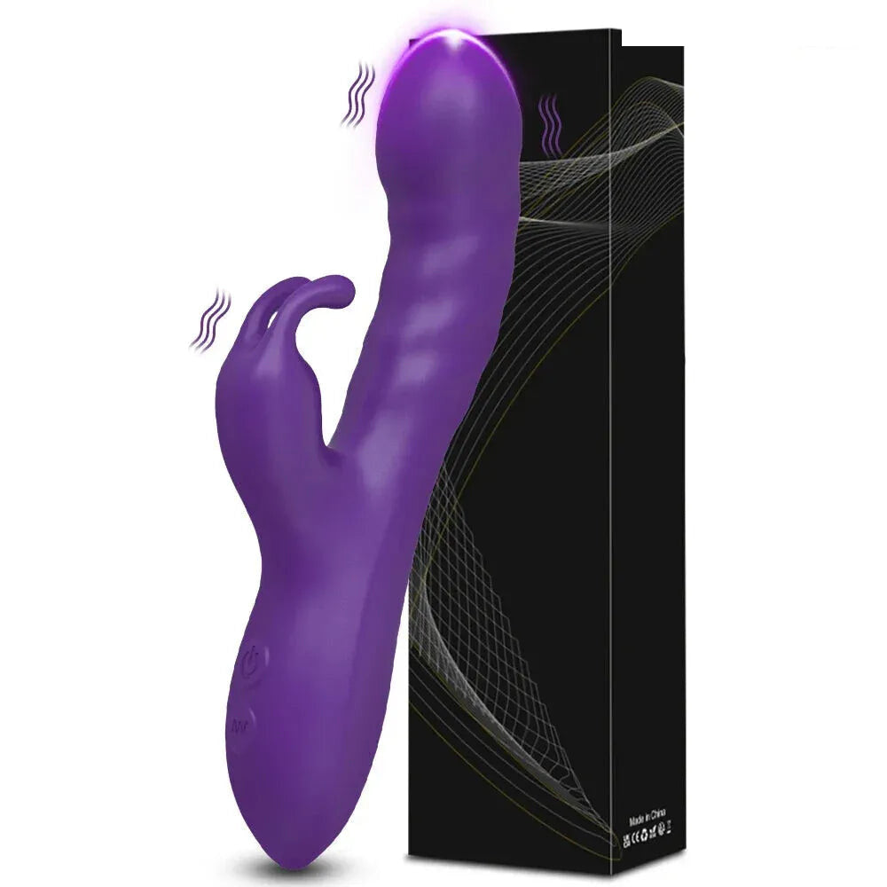 Rabbit Vibrator G Spot Vagina Nipples Stimulator - Black