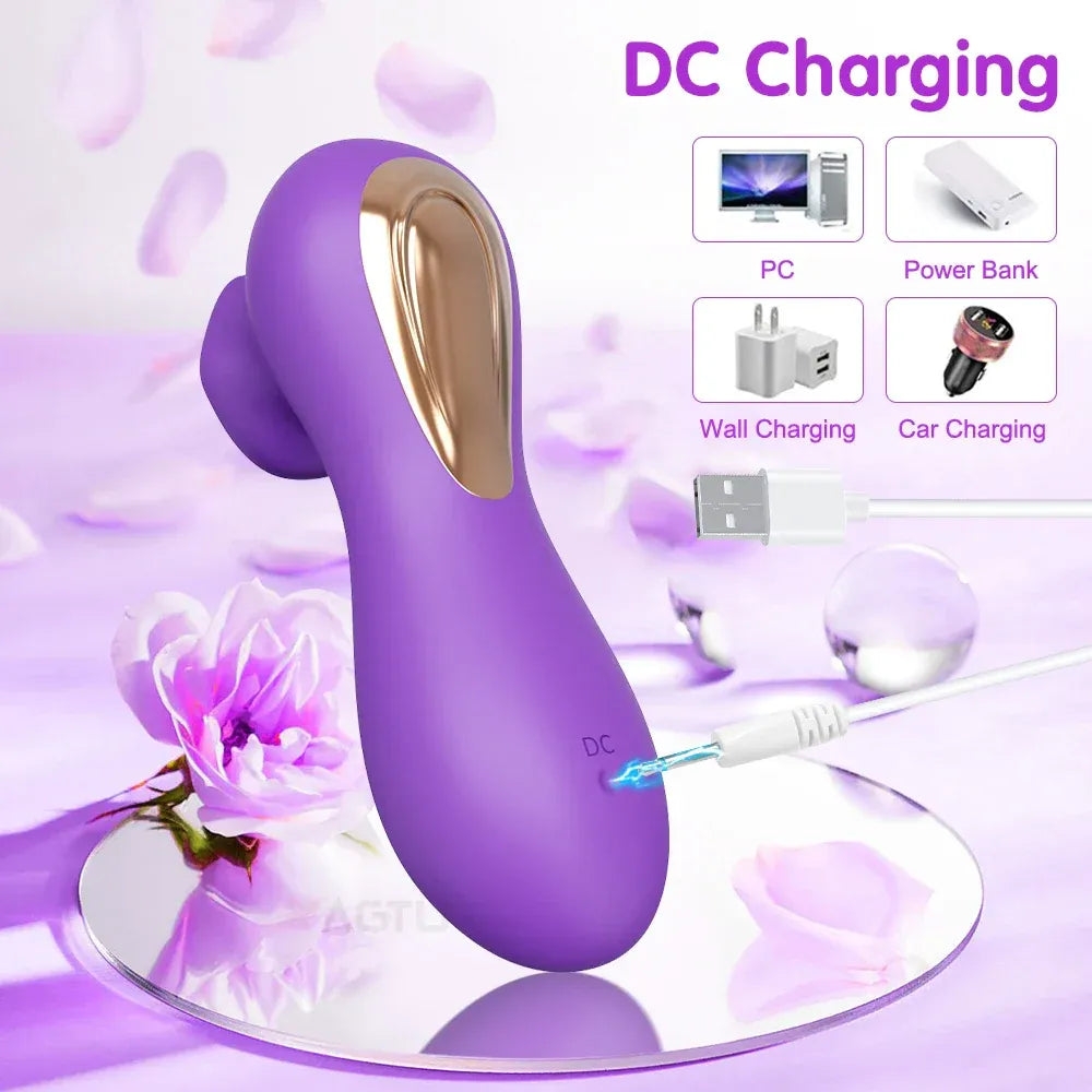 Female Clit Sucker Vibrator Vacuum Nipple Stimulator for Couples - Purple