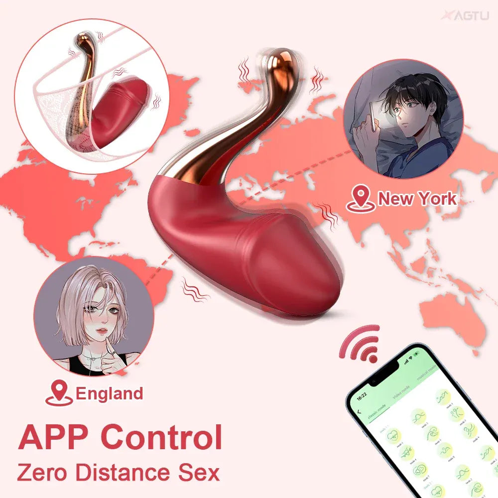 G Spot Vibrator for Women Bluetooth Remote Control Wearable Clit Stimulator - Red