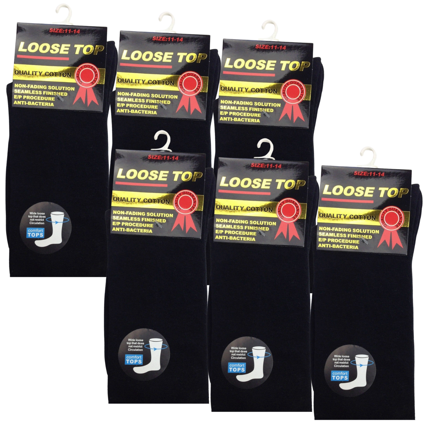 6x Pair COTTON Rich LOOSE TOP SOCKS Dress Medical Circulation Diabetic Comfort - -