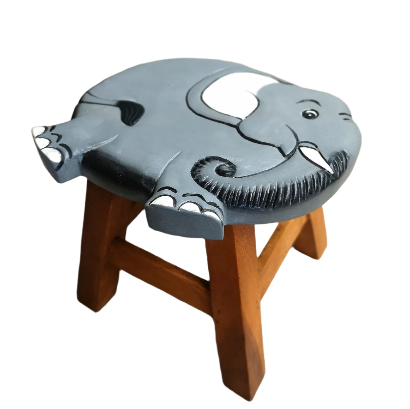Premium Kids Wooden Elephant Stool – Handmade Solid Wood Toilet Training and Step Stool
