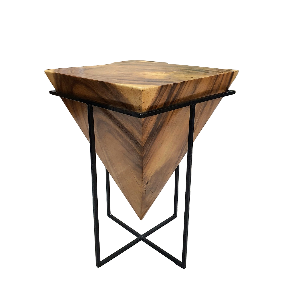 Handmade Hardwood Side Table / Pyramid Corner Stool / Plant Stand