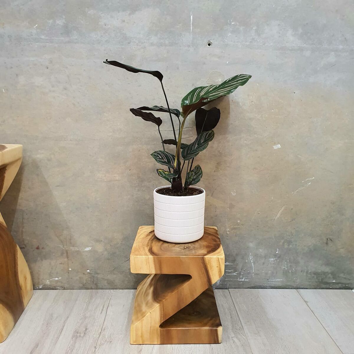 Handmade Hardwood Z Shape Stool / Plant Stand / Book Ends