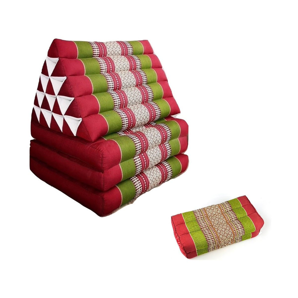 Jumbo Thai Triangle Pillow Three-Fold Day Bed with Arm/Leg Rest Block – Handmade Kapok Lounge Set