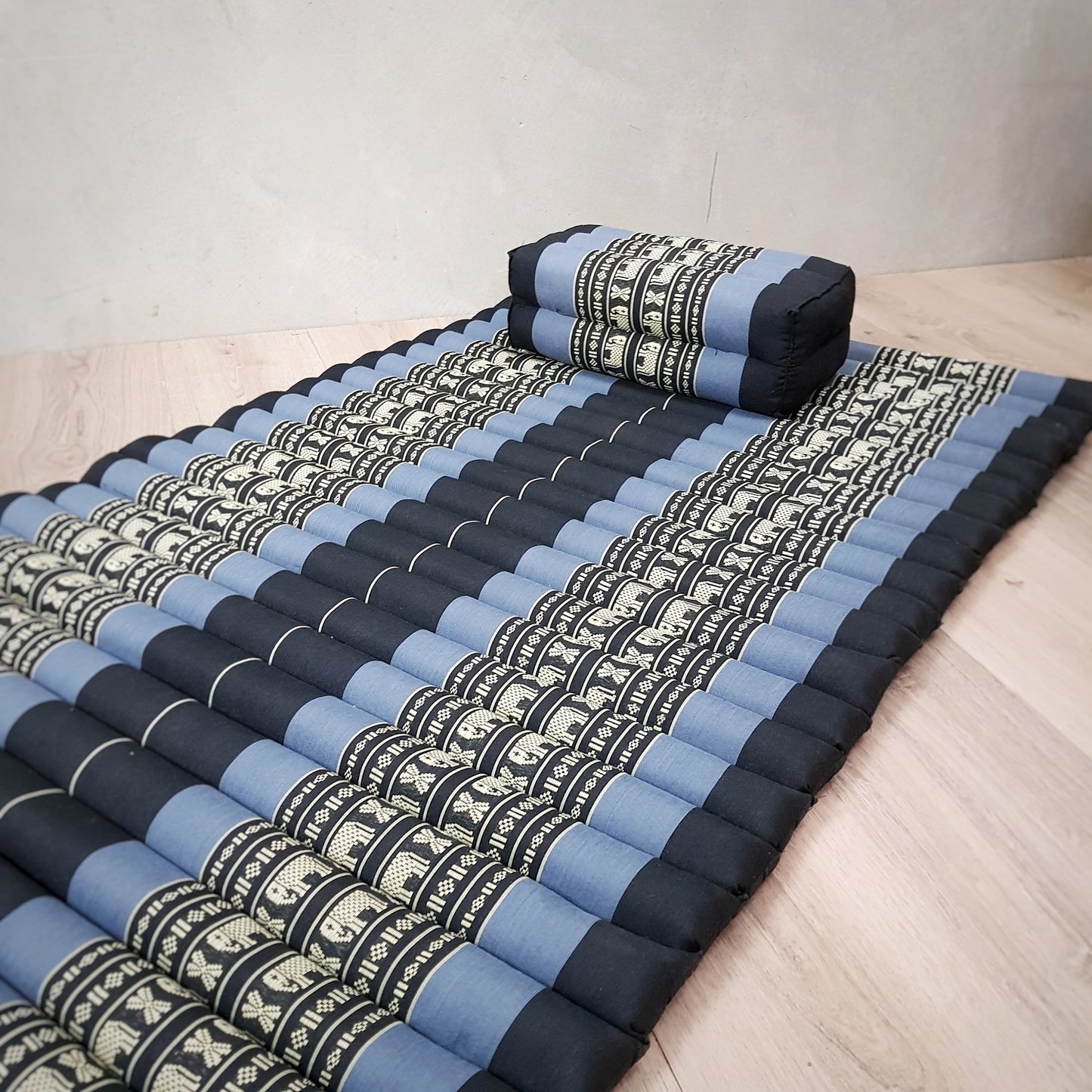 Roll Up Foldable Mattress + Kapok Pillow Block Set – Handmade Thai Daybed & Yoga Mat | Allergen-Free Support