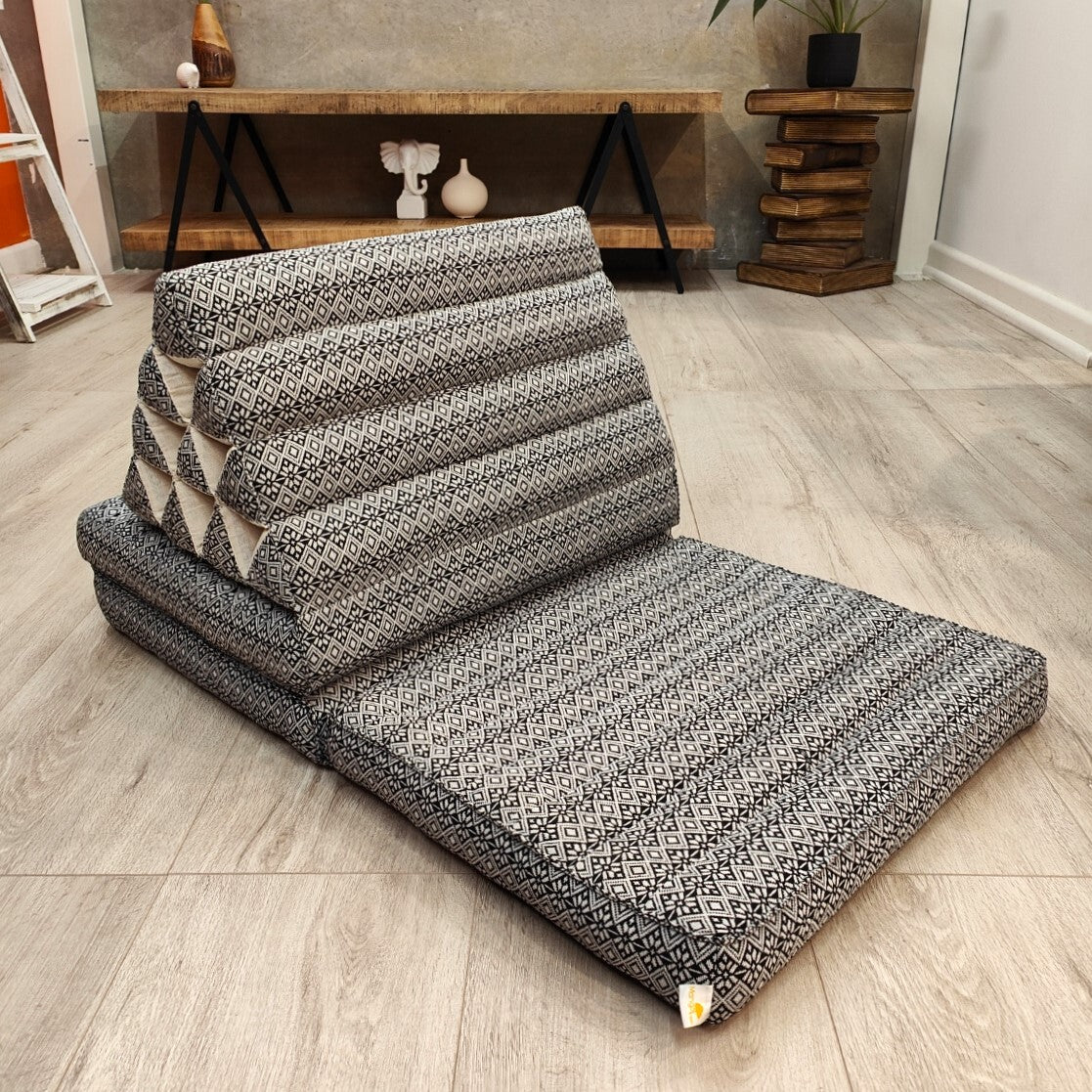 Large Thai Triangle Pillow – 3 Fold Floor Cushion | Handmade Thai Lounge Mat & Backrest | 100% Kapok Filled