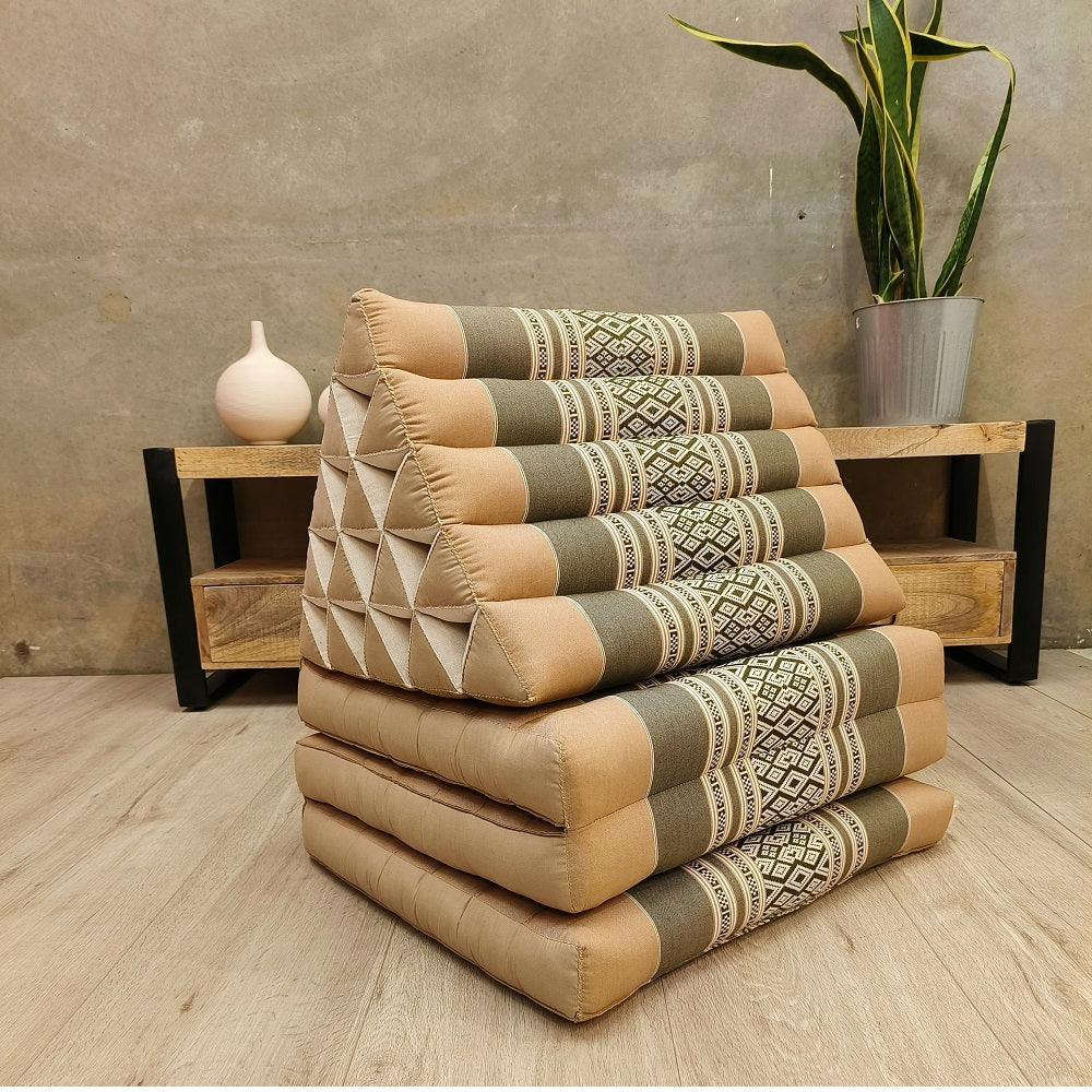 Jumbo Thai Triangle Pillow 3‑Fold – Handmade Kapok Daybed Cushion | Fold-Out Floor Mattress