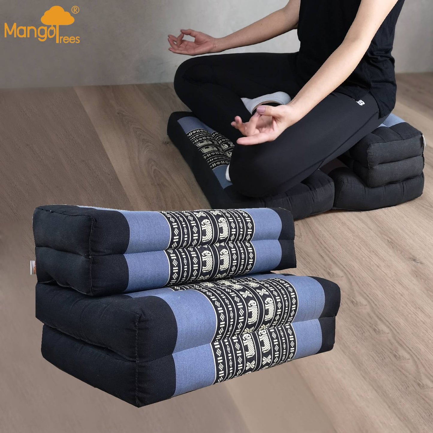 Zafu Meditation Cushion Set - 100% Kapok Fold Out Cushion Yoga Mat Zabuton Traditional Pillow