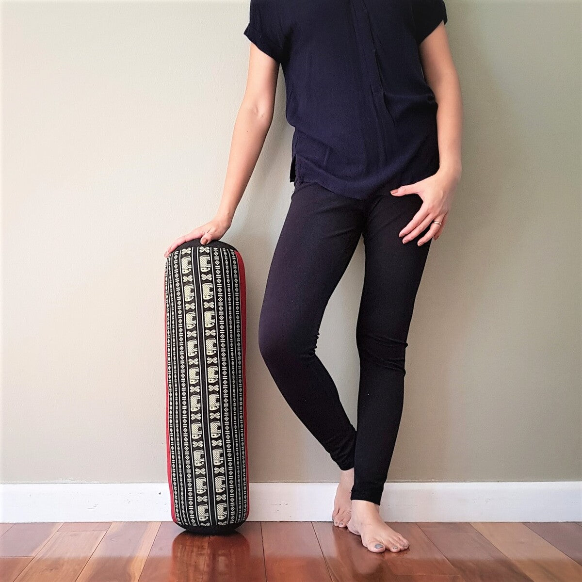 Handmade Round Yoga Bolster Block – Organic Kapok Filled Meditation Cushion for Back Support and Shavasana
