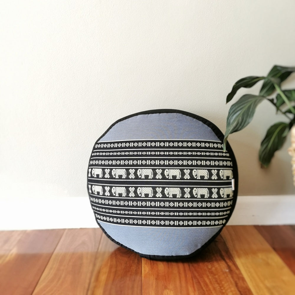Handmade 40cm Round Meditation Cushion – Organic Kapok Filled Zafu Ottoman Pouf for Yoga and Shavasana
