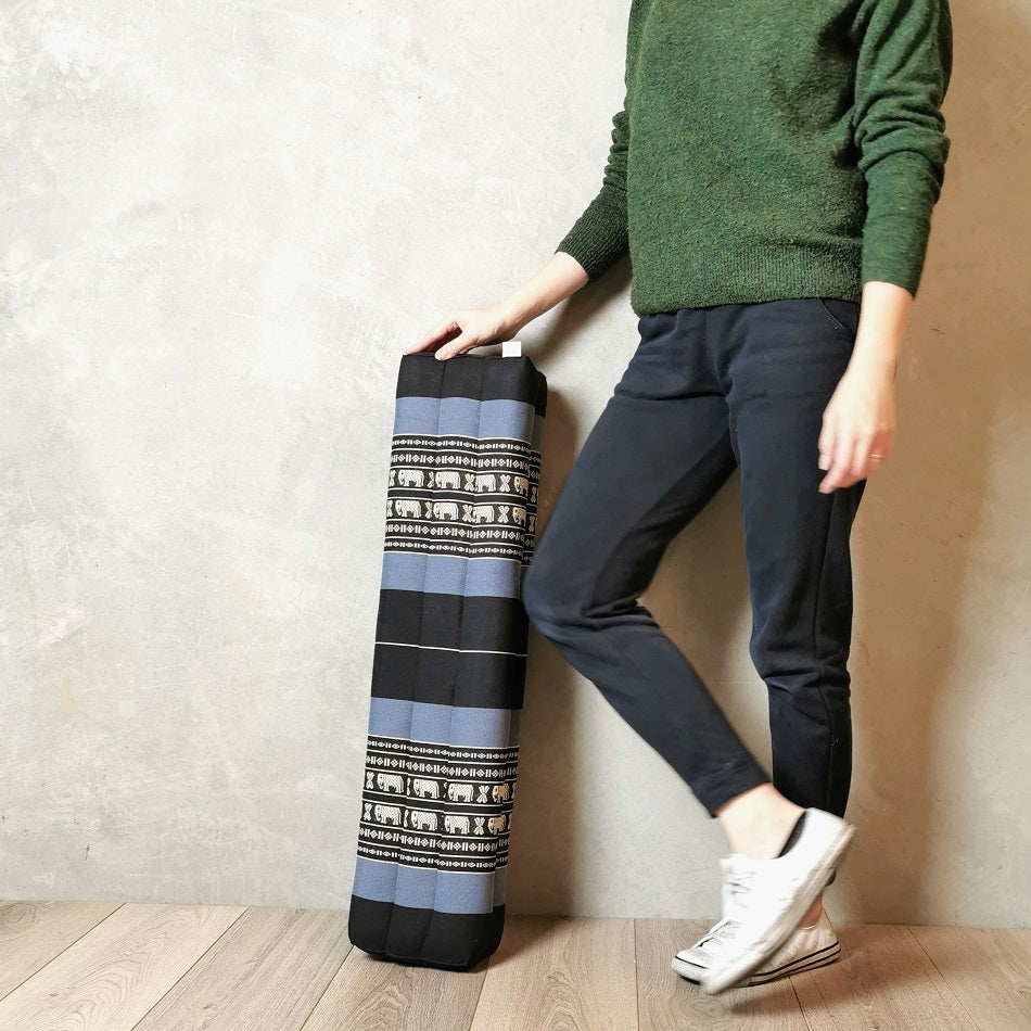 Handmade 80cm Long Yoga Bolster – Organic Kapok Filled Thai Meditation Cushion and Decorative Pillow