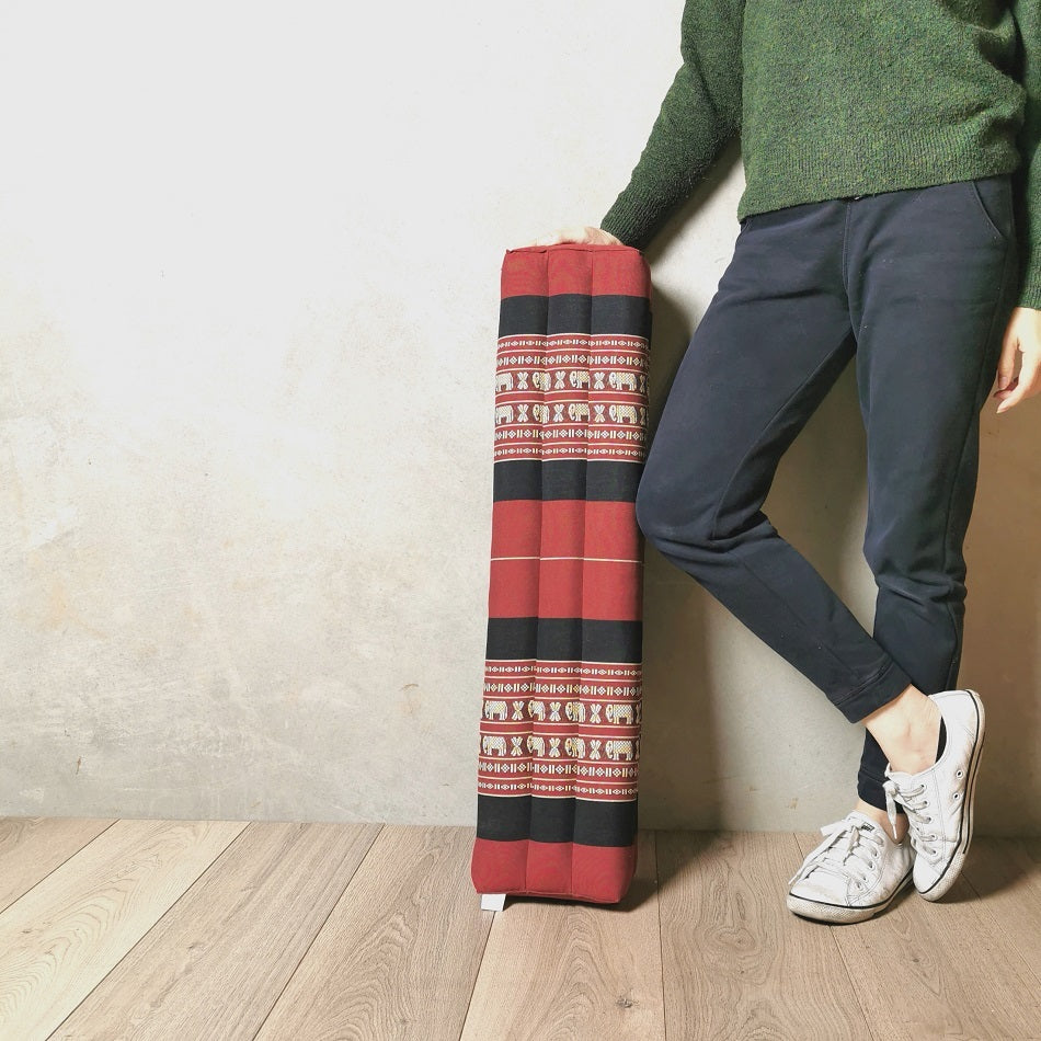 Handmade 80cm Long Yoga Bolster – Organic Kapok Filled Thai Meditation Cushion and Decorative Pillow