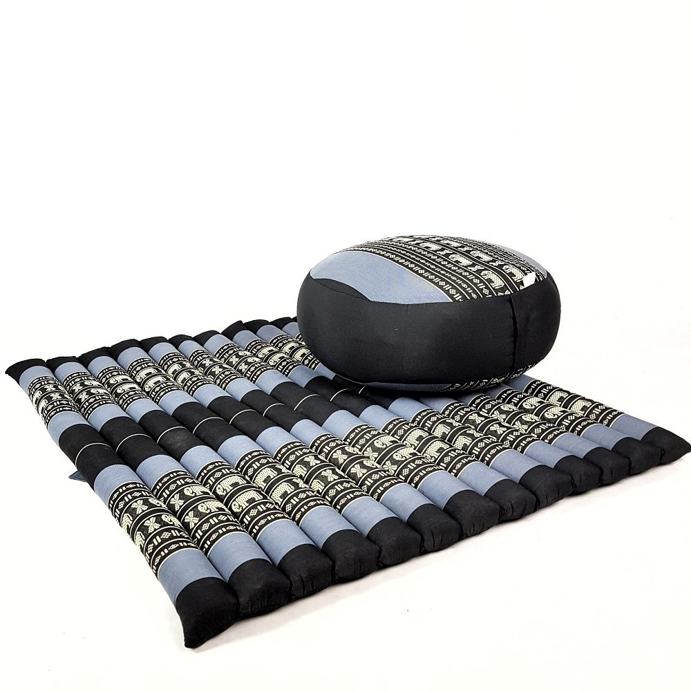 Handmade Zafu & Zabuton Meditation Set – Organic Kapok Round Cushion and Mat for Posture Support