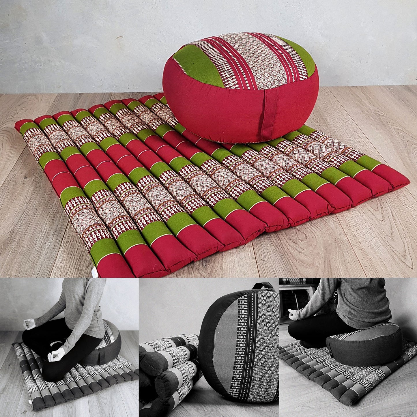Handmade Zafu & Zabuton Meditation Set – Organic Kapok Round Cushion and Mat for Posture Support