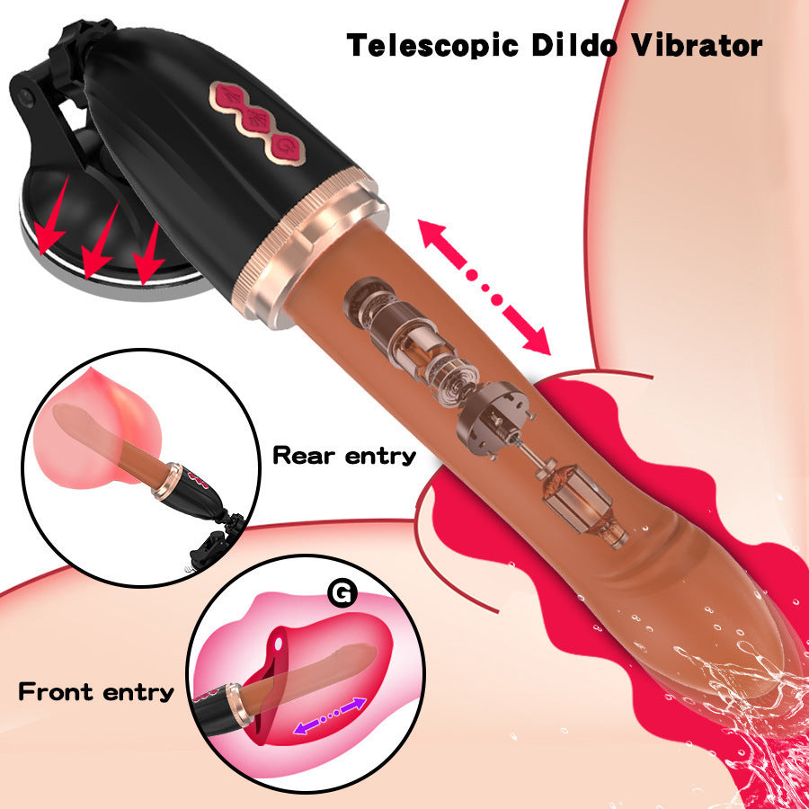 White Automatic Thrusting Vibrator with Suction Base - Hands-Free Telescopic Massager for Women