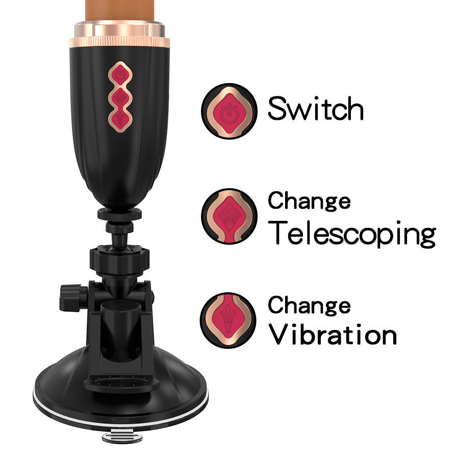 White Automatic Thrusting Vibrator with Suction Base - Hands-Free Telescopic Massager for Women