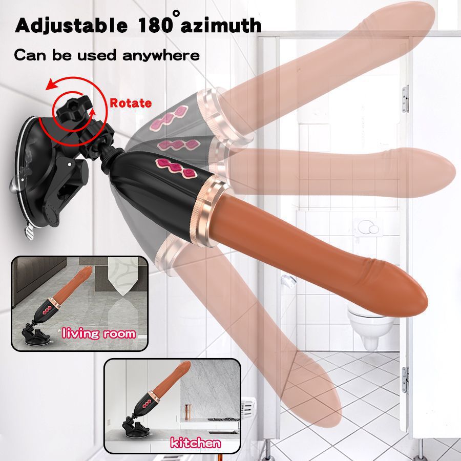 White Automatic Thrusting Vibrator with Suction Base - Hands-Free Telescopic Massager for Women