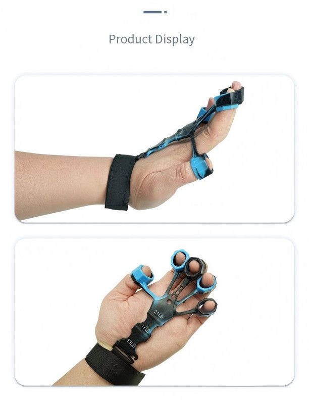 Silicone Finger Exerciser 10-Pack Black - Adjustable Grip Trainer 13-21LB