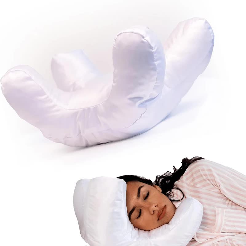 Pink Beauty Sleep Pillow - Contoured Memory Foam Pillow for Face & Neck Support