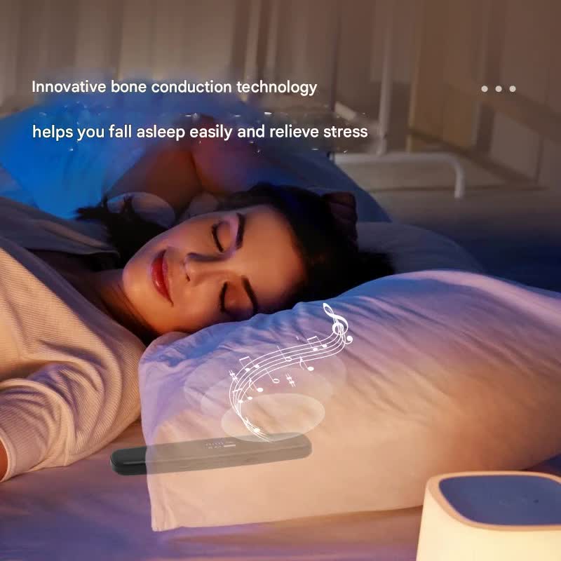 Under-Pillow Bone Conduction Sleep Sound Device - Bluetooth 5.3, TF Card, 8H Playtime & Timer(White)